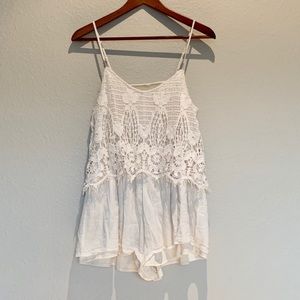American Eagle Outfitters White Crochet Romper